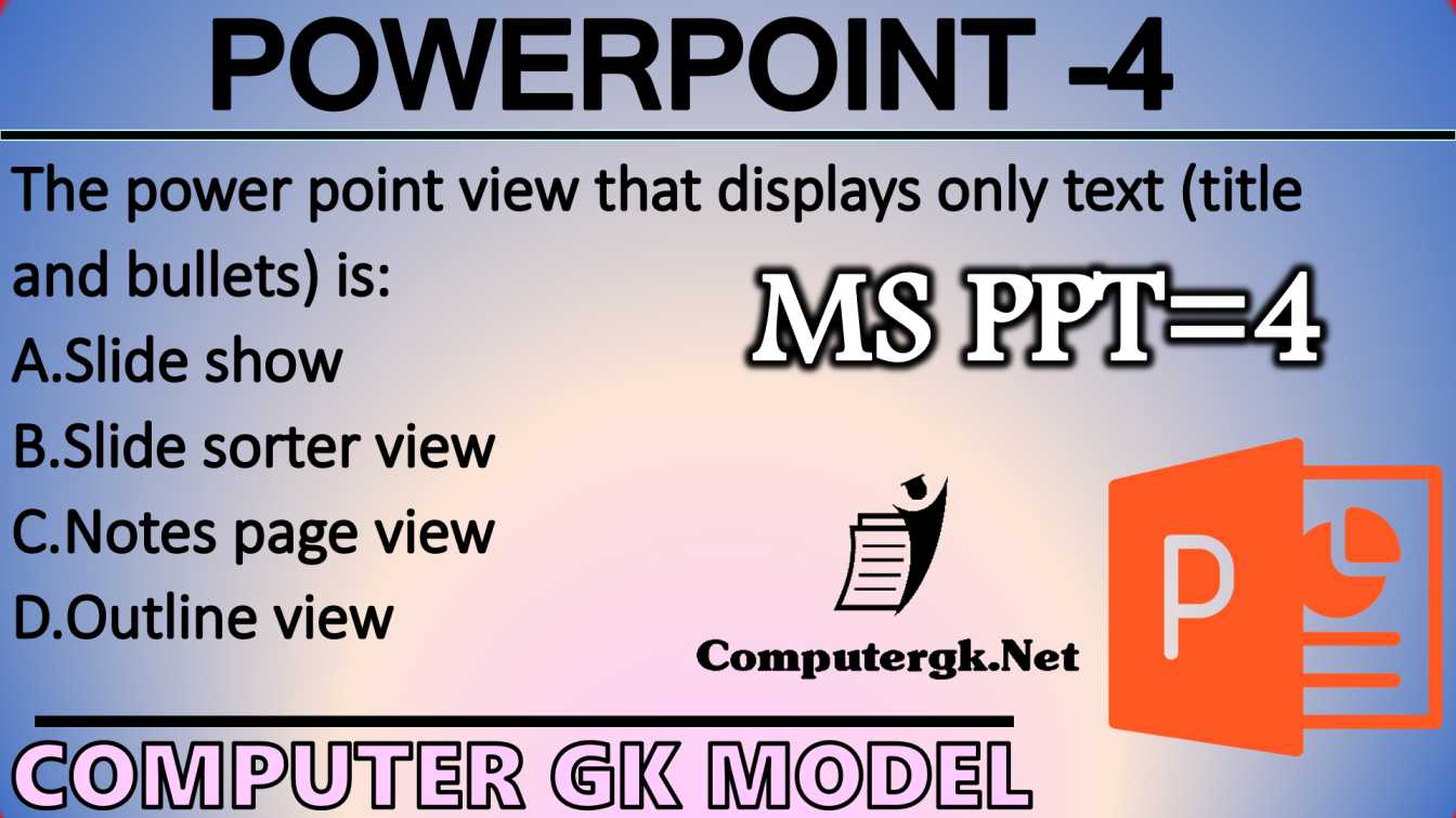 MS Powerpoint mcq Questions and Answer | Microsoft powerpoint-4 - Computer  Gk Topics